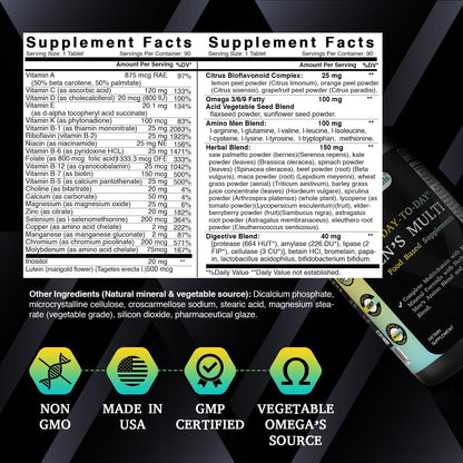 Best Naturals Day-to-Day Men's Multivitamin Food Based Supplement with Vitamin A, L-Arginine, L-Glutamine, L-Lysine- 90 Tablets Best NaturalsBuy Supplements Australia