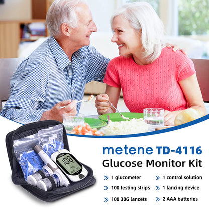 Metene TD-4116 Blood Glucose Monitor Kit, 100 Glucometer Strips MeteneBuy Supplements Australia