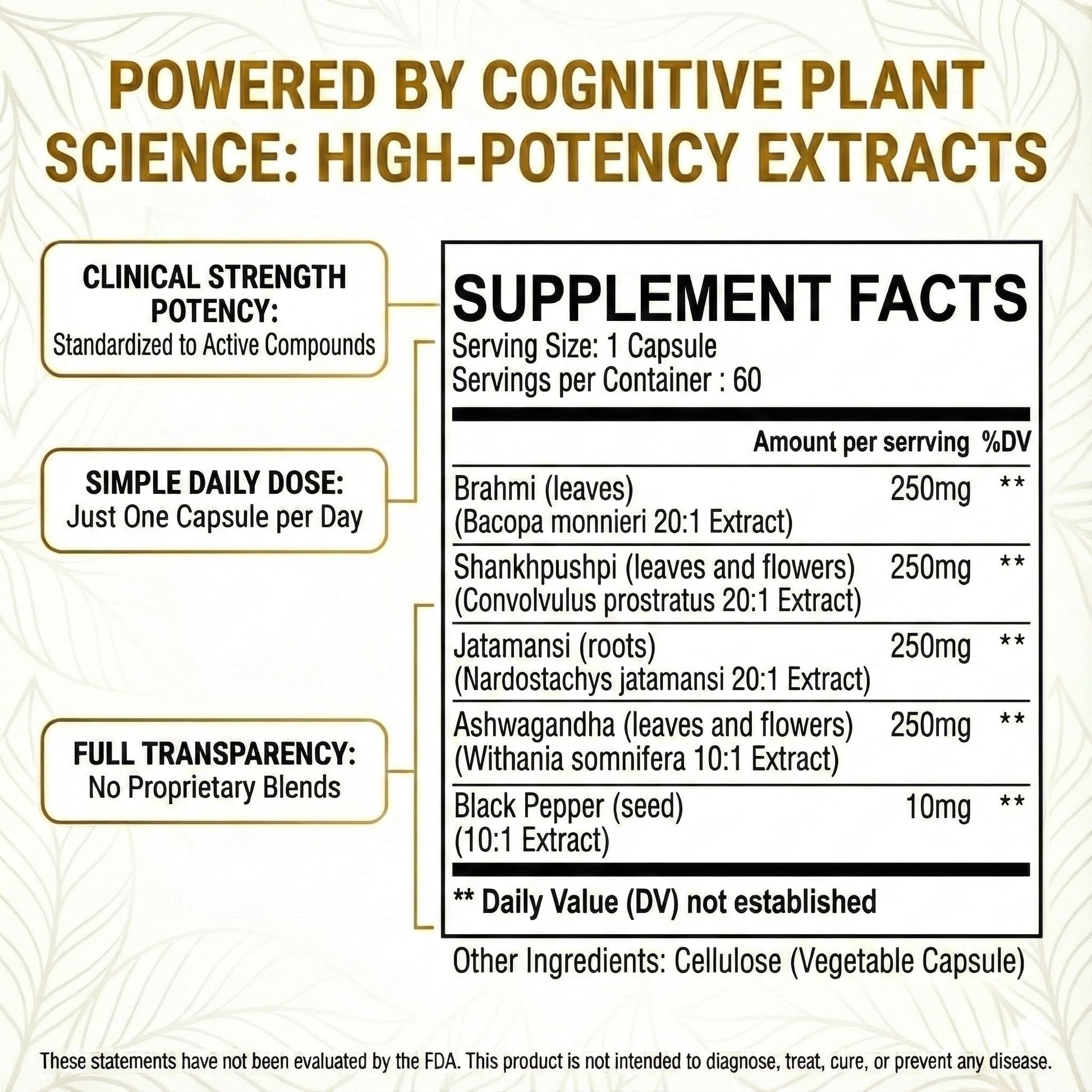 Pure Prana Ayurvedic Brain Supplement Capsules with Brahmi, Ashwagandha & Gotu Kola - Plant-Based Nootropic Cognitive Wellness Formula for Daily Focus - Vegan Clarity for Men Women - 60 Capsules Pure PranaBuy Supplements Australia