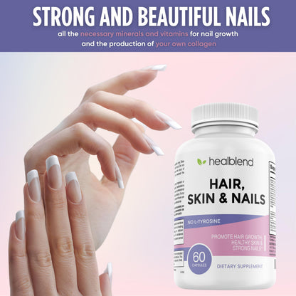 healblend Hair Skin and Nails Vitamins for Women with Biotin 5000 mcg, Iron and Manganese | Vegan, Non-GMO | 60 Capsules healblendBuy Supplements Australia