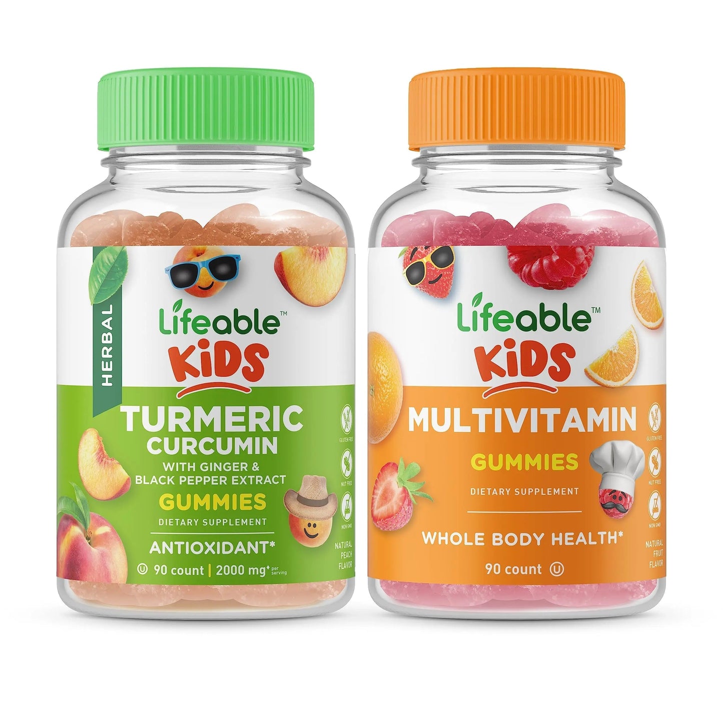 Lifeable Turmeric Curcumin Kids + Multivitamin Kids, Gummies Bundle - Great Tasting, Vitamin Supplement Lifeable