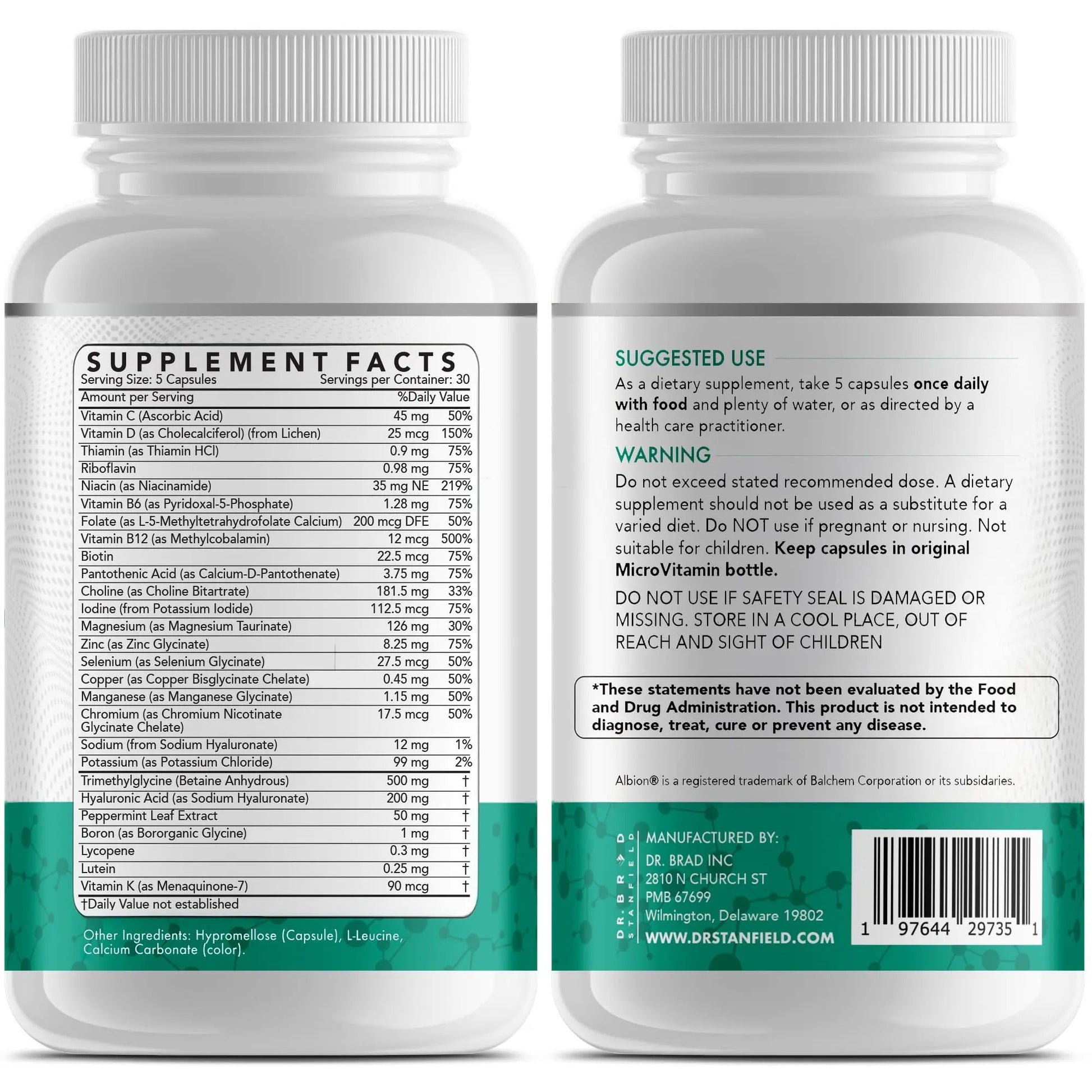 Dr Brad Stanfield Daily Low Dose MultiVitamin & Mineral for Men & Women to Support Cognitive Performance & Memory + Hyaluronic Acid for Skin Health Dr Brad StanfieldBuy Supplements Australia