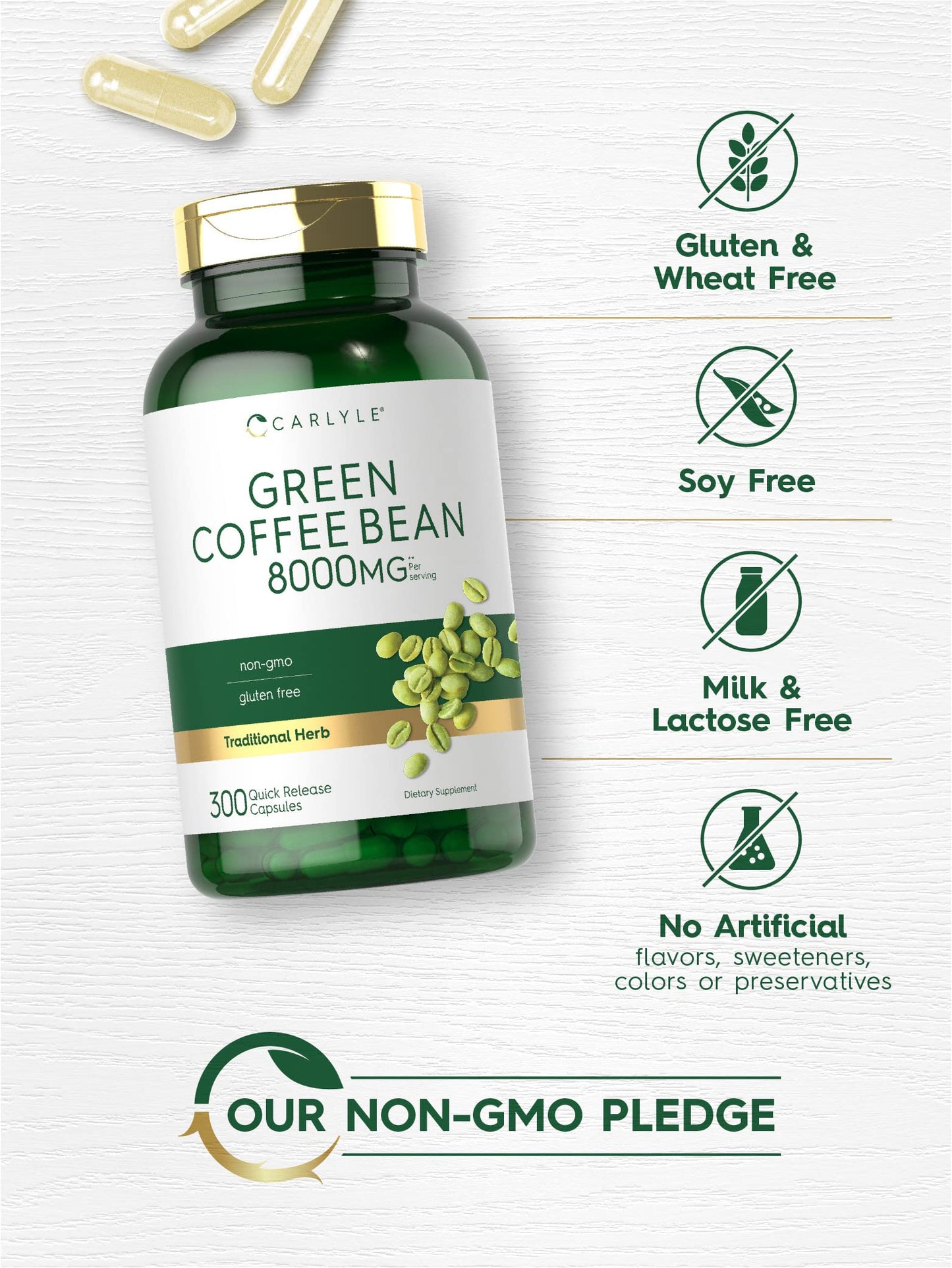 Carlyle Green Coffee Bean Extract | 8000 mg | 300 Capsules | Non-GMO and Gluten Free CarlyleBuy Supplements Australia