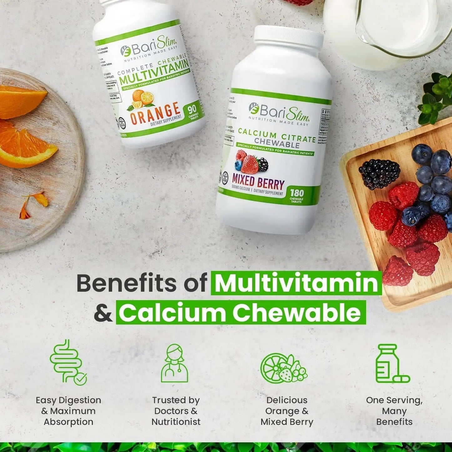 BariSlim Bariatric Calcium Citrate & Complete Chewable Multivitamin - Bariatric Vitamin and Supplement for Post Bariatric Surgery Including Gastric Bypass and Gastric Sleeve BariSlimBuy Supplements Australia