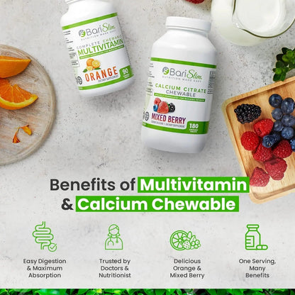BariSlim Bariatric Calcium Citrate & Complete Chewable Multivitamin - Bariatric Vitamin and Supplement for Post Bariatric Surgery Including Gastric Bypass and Gastric Sleeve BariSlimBuy Supplements Australia