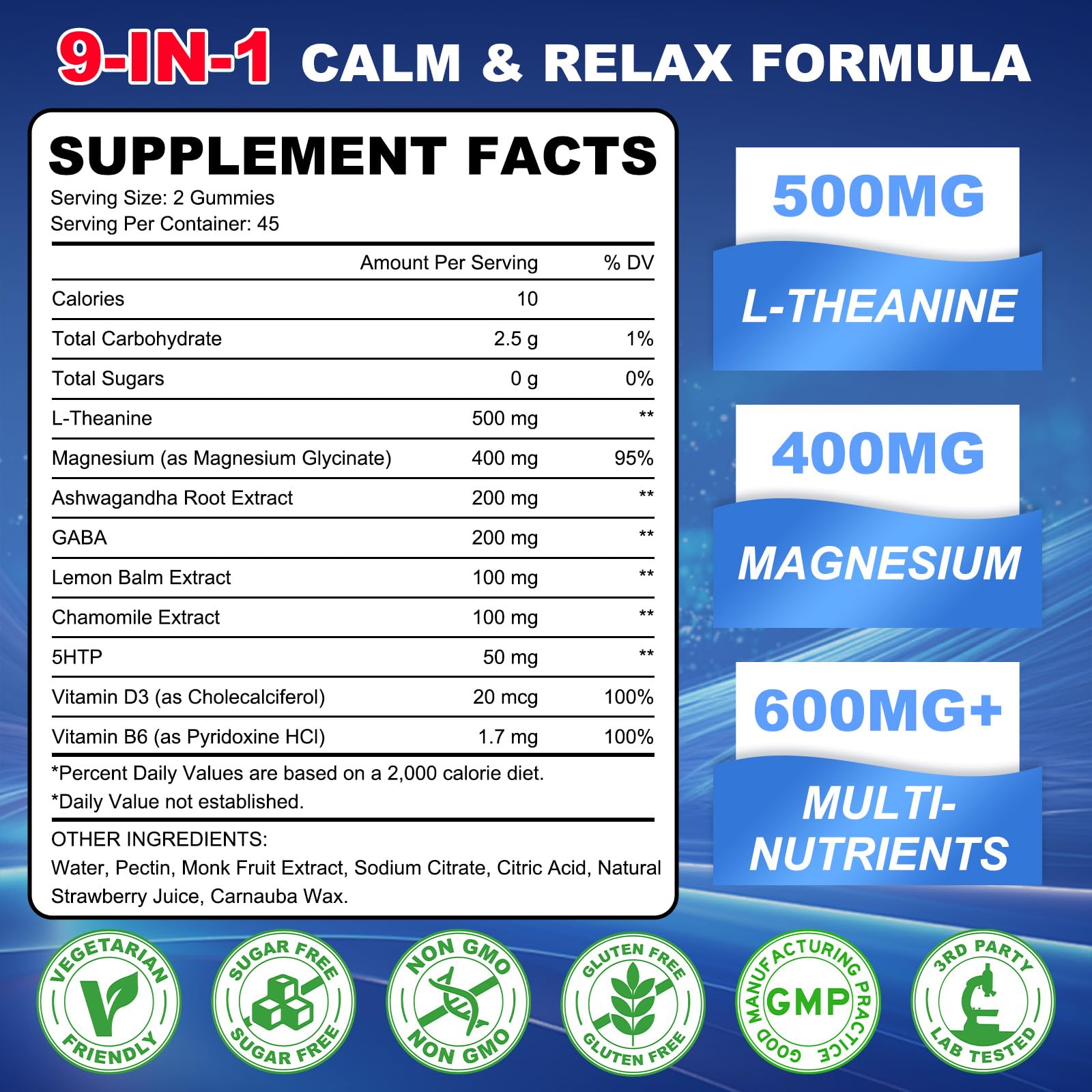 GlaGmrry 180 Count | L Theanine Gummies, L Theanine Supplement for Adults & Kids, w/Ashwagandha, Magnesium, GABA & 5-HTP, Sugar Free Liposomal Formula for Calm Relax zzZ M♡♡d & Focus, Vegan GlaGmrryBuy Supplements Australia