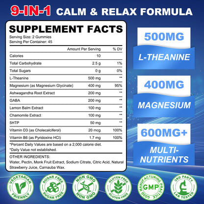 GlaGmrry 90 Count | L Theanine Gummies, L Theanine Supplement for Adults & Kids, w/Ashwagandha, Magnesium, GABA & 5-HTP, Sugar Free Liposomal Formula for Calm Relax zzZ M♡♡d & Focus, Vegan GlaGmrryBuy Supplements Australia