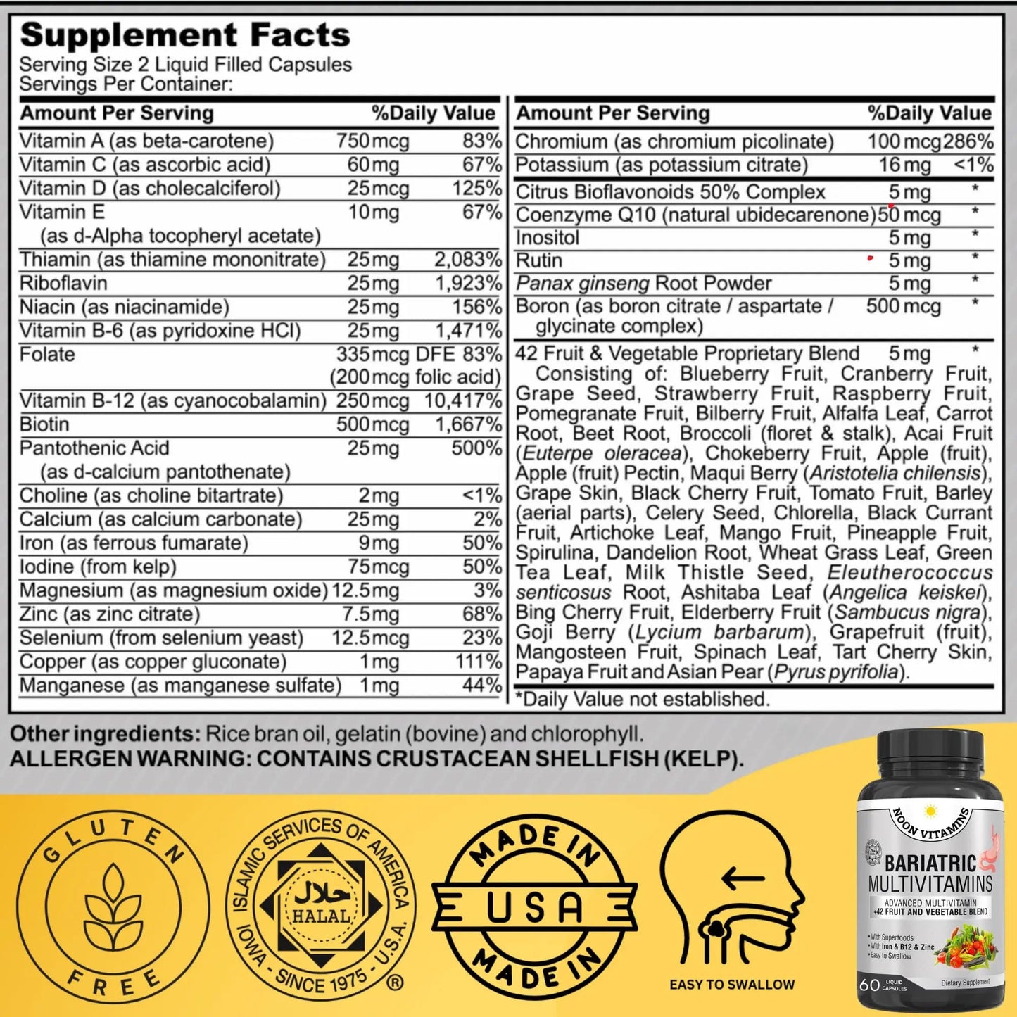 Bariatric Multivitamin with Iron for Women & Men - All-in-One 42 Superfood Blend for Energy & Immune Support - Post-Surgery Recovery NOON VITAMINSBuy Supplements Australia