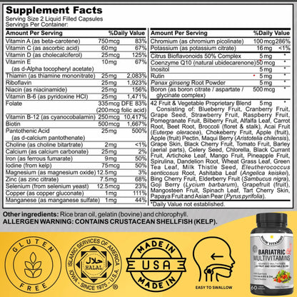 Bariatric Multivitamin with Iron for Women & Men - All-in-One 42 Superfood Blend for Energy & Immune Support - Post-Surgery Recovery NOON VITAMINSBuy Supplements Australia