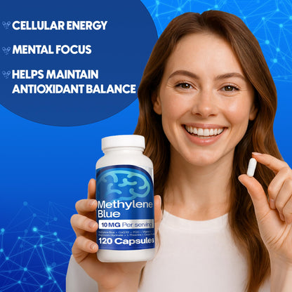 FitVitality Methylene Blue Capsules – Formulate CoQ10, PQQ, Vitamin C, L-Theanine, Cacao – 120 Vegan Capsules per Bottle – No Flavor, Easy Daily Use FitVitalityBuy Supplements Australia