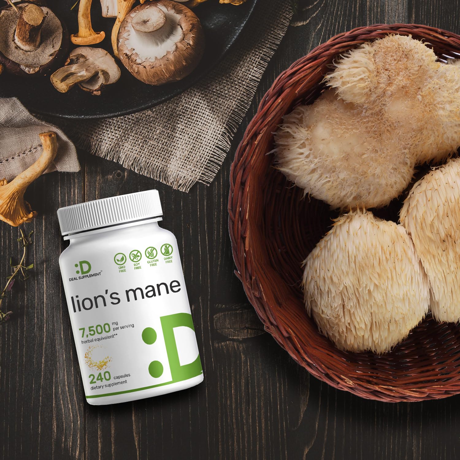 Lions Mane Mushroom Supplement, 7,500mg Per Serving, 240 Capsules – Active Fruiting DEAL SUPPLEMENTBuy Supplements Australia