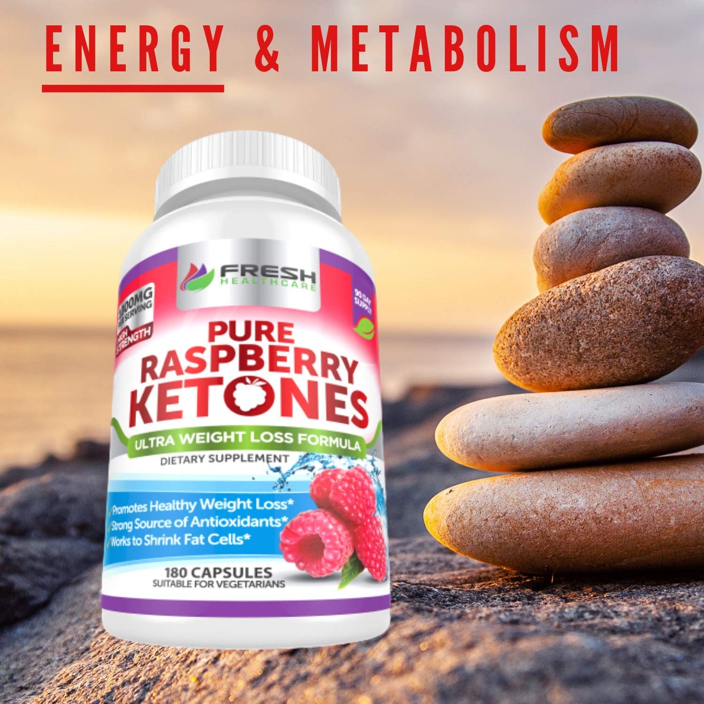 FRESH HEALTHCARE Pure 100% Raspberry Ketones Max 1000mg Per Serving - 3 Month FRESH HEALTHCAREBuy Supplements Australia