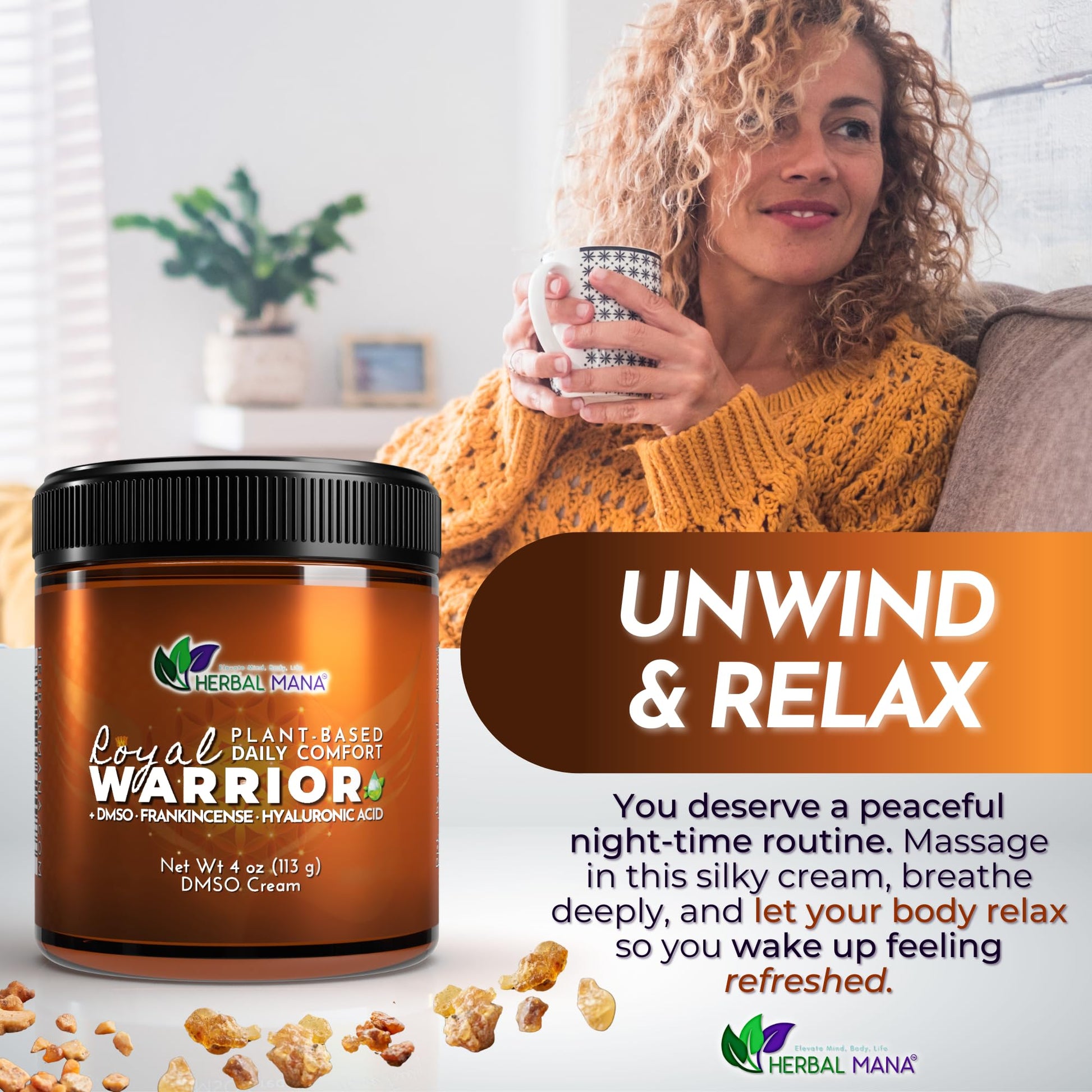 Herbal Mana Frankincense DMSO Body Cream with Magnesium & Hyaluronic Acid | Royal Warrior Herbal ManaBuy Supplements Australia