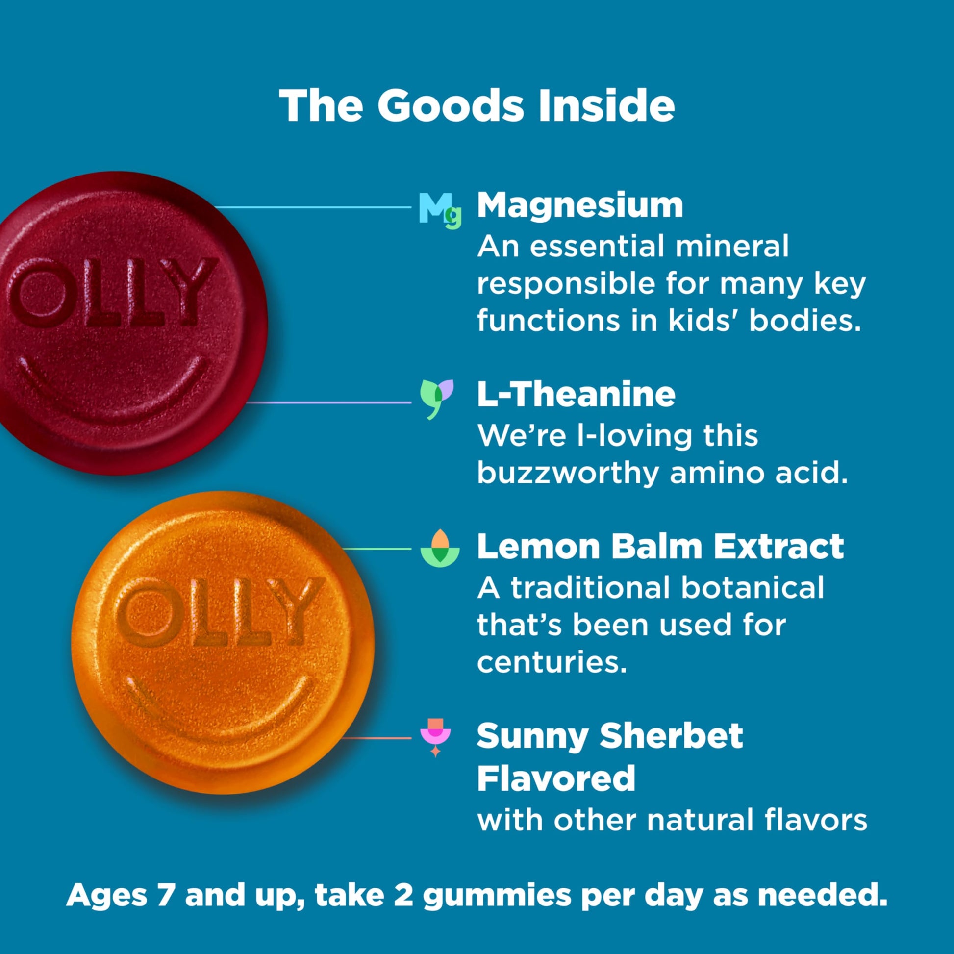 OLLY Kids Chillax Gummy, For a Calm and Relaxed Mood*, Magnesium, L-Theanine, Lemon Balm Extract, Chewable Supplement, Sherbet Flavored, 25 Day Supply - 50 Count (Packaging May Vary) OLLYBuy Supplements Australia
