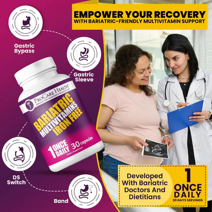 Procare Health Bariatric Multivitamin with Iron Free (30 Fast Dissolving Veggie Capsule) - Bariatric Vitamins for Gastric Sleeve & Gastric Bypass ProCare HealthBuy Supplements Australia