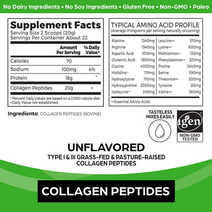 Orgain Hydrolyzed Collagen Peptides Powder, 20g Grass Fed Collagen - Hair, Skin, Nail OrgainBuy Supplements Australia