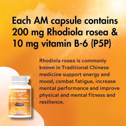 AM PM Multivitamin - Cortisol Supplements for Women and Men with L-Theanine, Ashwagandha - Rhodiola Rosea Supplement 200mg - Vitamin B Complex - Nootropics - Day and Night Vitamins for Women & Men RhozivaBuy Supplements Australia