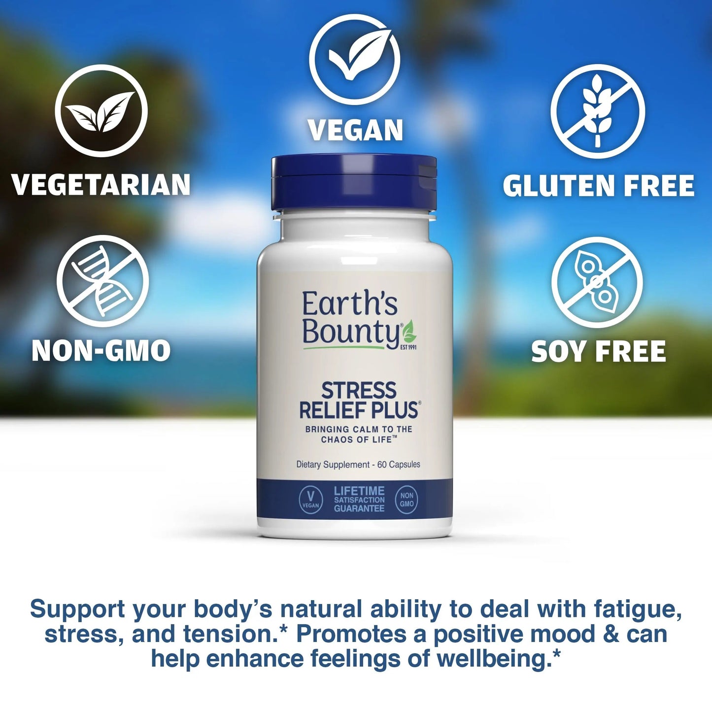 Earth's Bounty - Stress Relief Plus - 60 Vegetarian Capsules - All Natural Formula - Stress Support & Mood Enhancing Supplement Earth's BountyBuy Supplements Australia