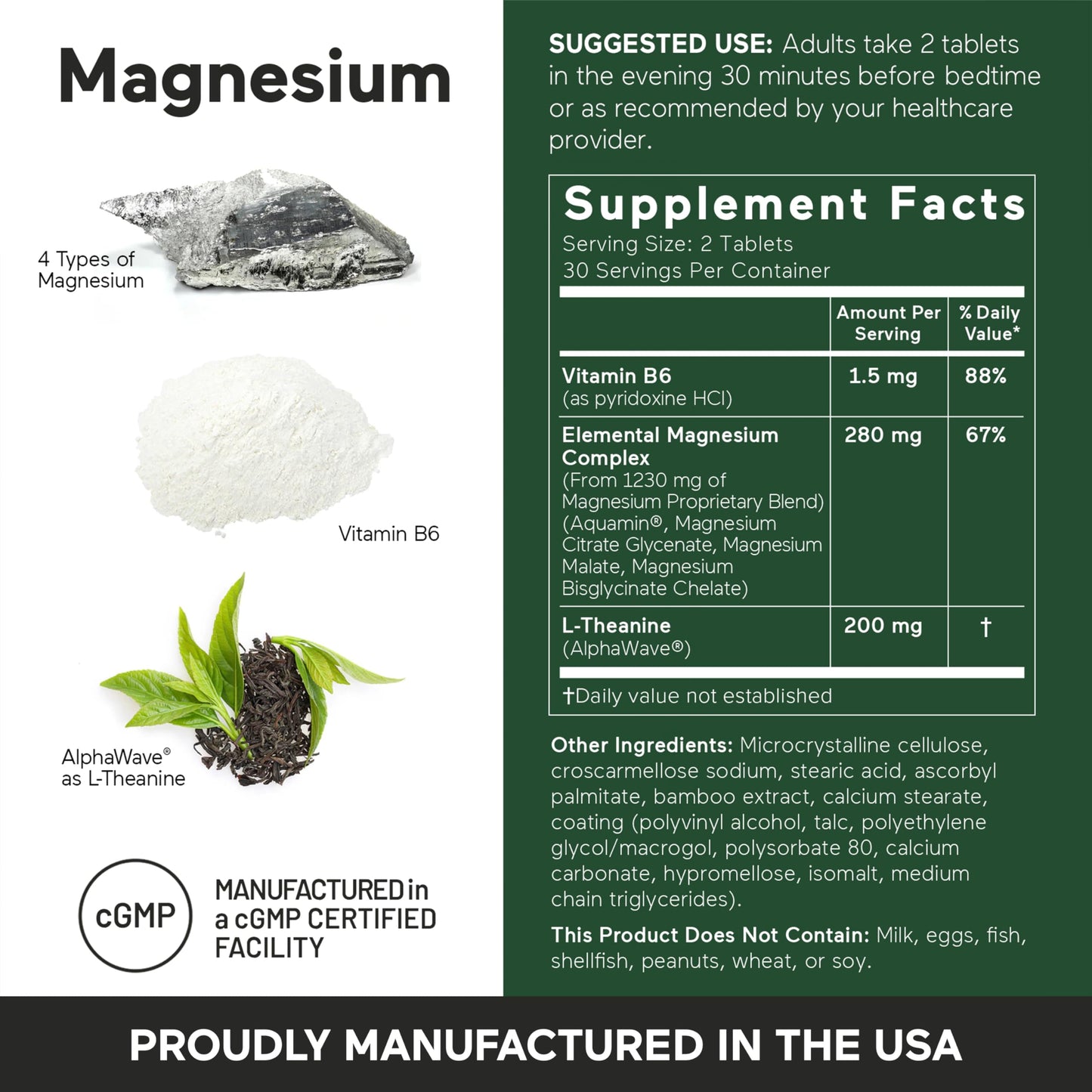 Smarter Nutrition Magnesium Complex - Chelated Magnesium Glycinate with Citrate, Malate and L-Theanine for Sleep, Muscle Relaxation and Stress Support