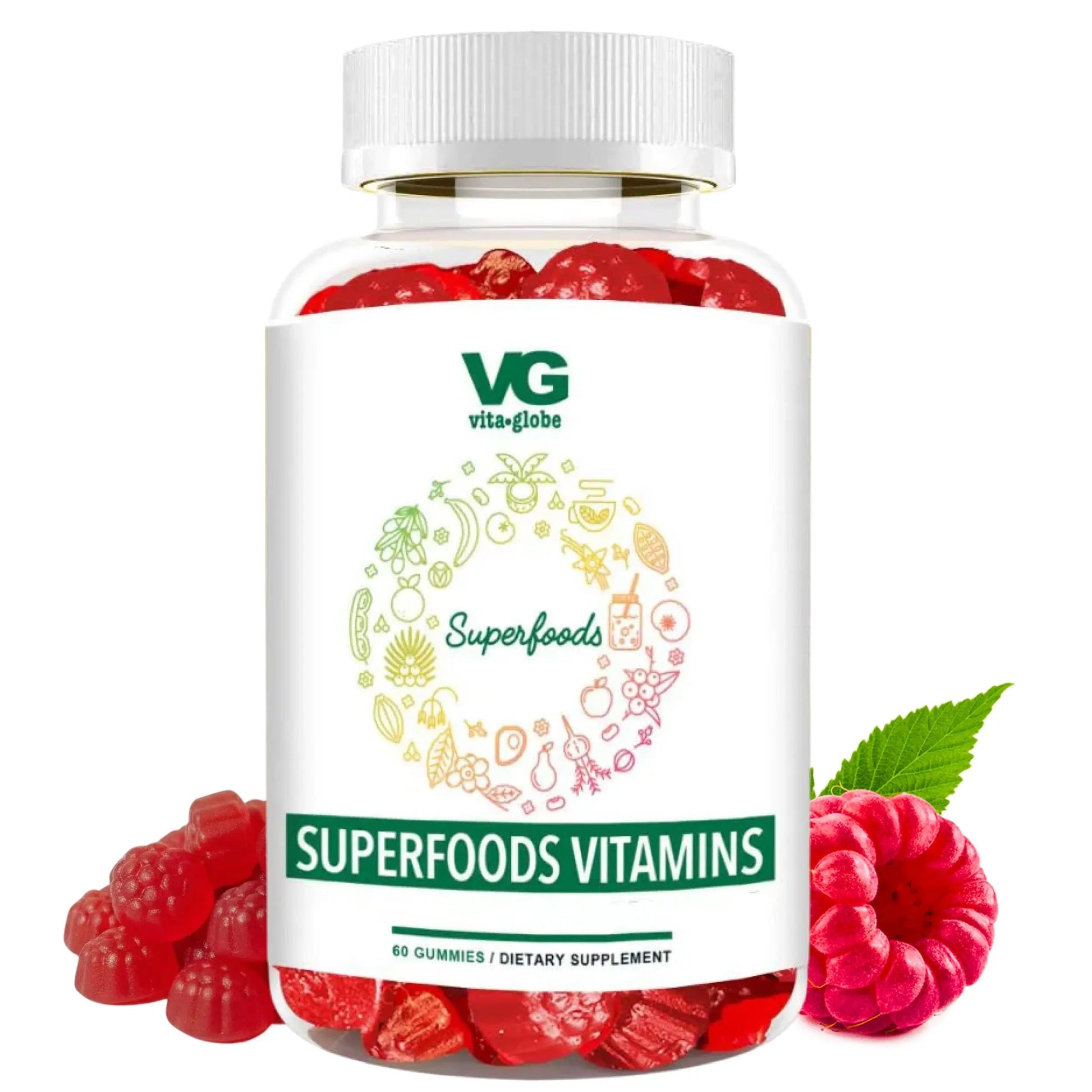 VITA GLOBE Superfood Gummy Vitamins – Immune Health & Antioxidant Support – Daily Wellness Gummies for Adults & Kids – Vegan VITA GLOBE