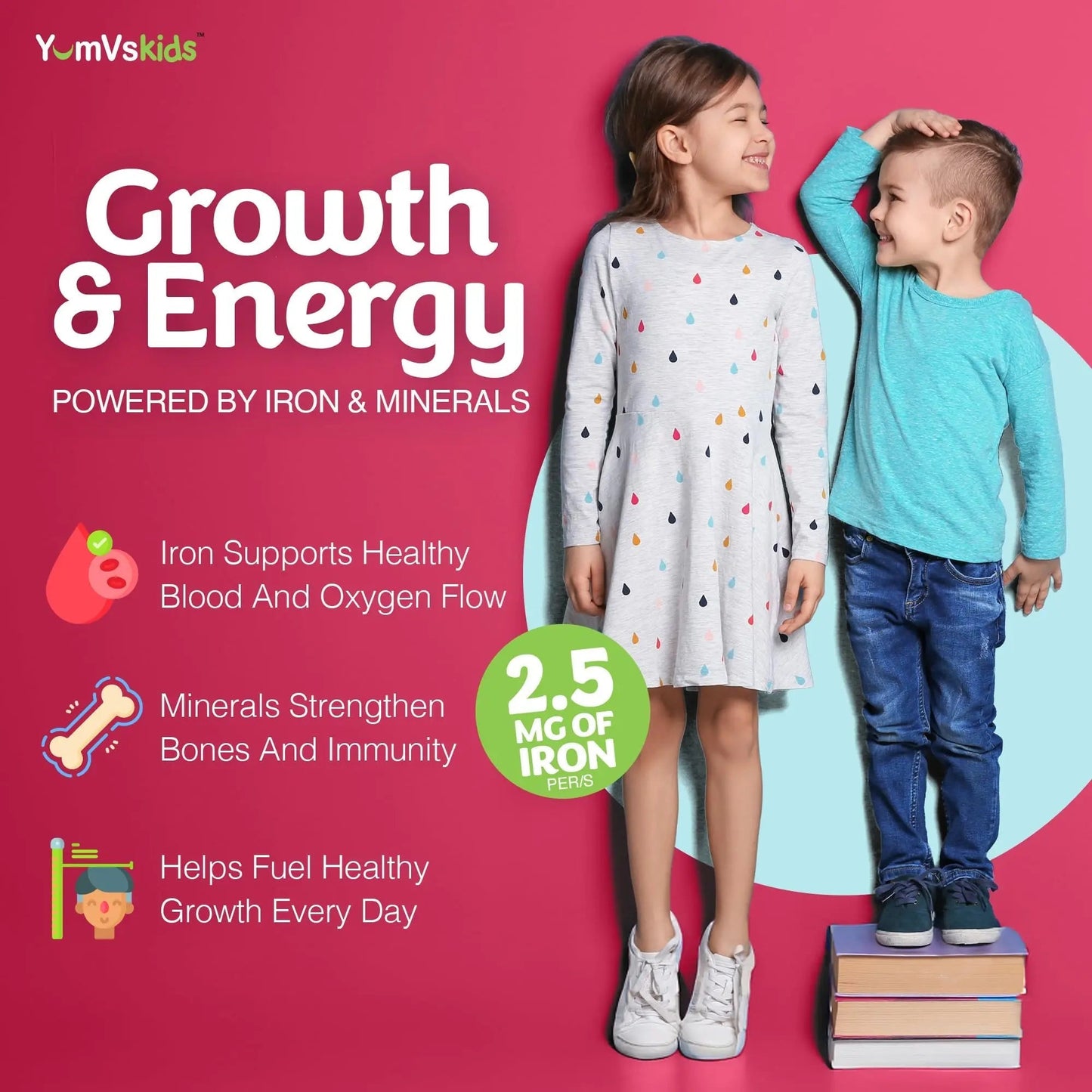 YumVs Kids Multivitamin with Iron & Minerals Chewable Tablets – Grape & Berry Flavor Vitamins for Toddlers & Children Age 2+ – Daily Multivitamin YUM-V'SBuy Supplements Australia
