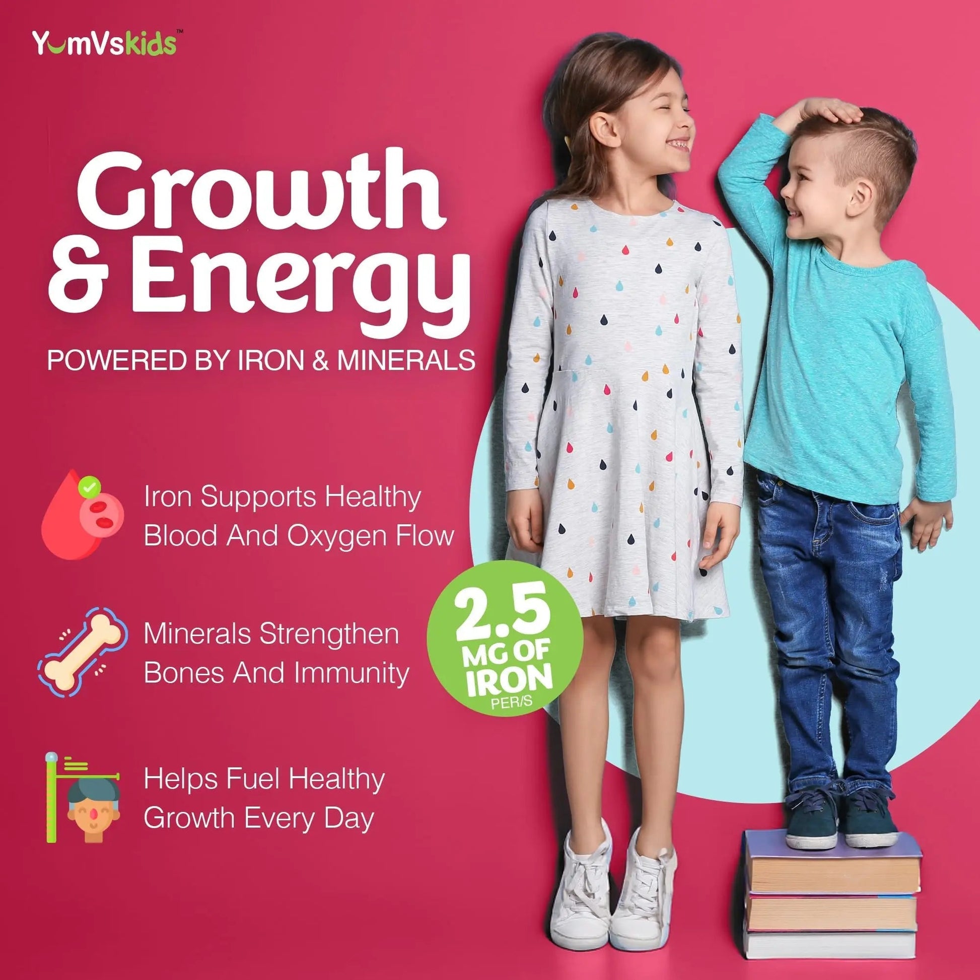 YumVs Kids Multivitamin with Iron & Minerals Chewable Tablets – Grape & Berry Flavor Vitamins for Toddlers & Children Age 2+ – Daily Multivitamin YUM-V'SBuy Supplements Australia