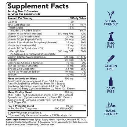 Sakoon nutrition Men's Multivitamin Gummies with Probiotics and Prebiotics, Adult Multivitamin A, C, D, E, B & More Sakoon nutrition