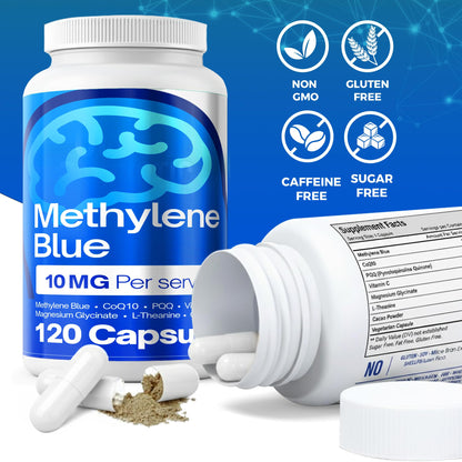 FitVitality Methylene Blue Capsules – Formulate CoQ10, PQQ, Vitamin C, L-Theanine, Cacao – 120 Vegan Capsules per Bottle – No Flavor, Easy Daily Use FitVitalityBuy Supplements Australia