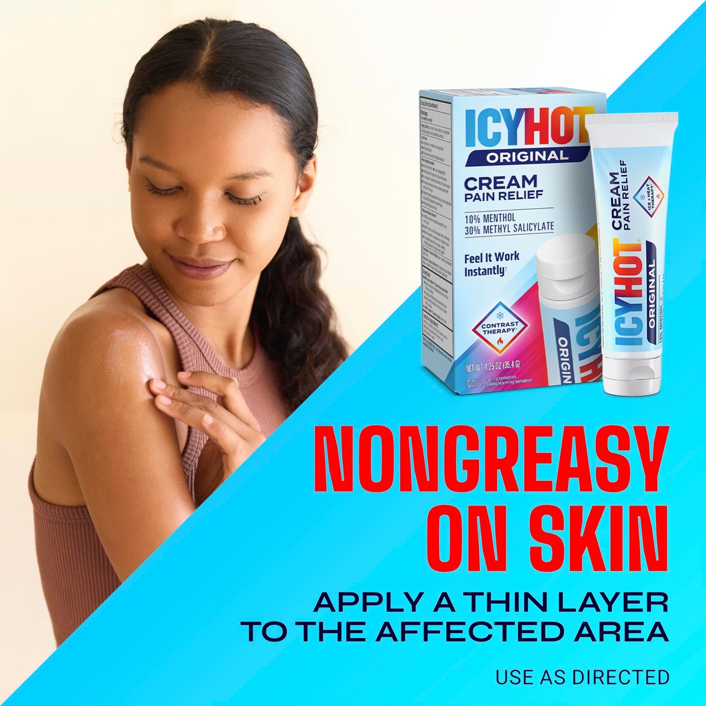 Icy Hot Original Pain Relief Cream, Fast-Acting Pain Relief with Menthol 10% and Methyl Salicylate 30%, Ice and Heat Contrast Therapy for Backaches, Joints, Muscle Strains and Arthritis, 1.25 oz Icy HotBuy Supplements Australia