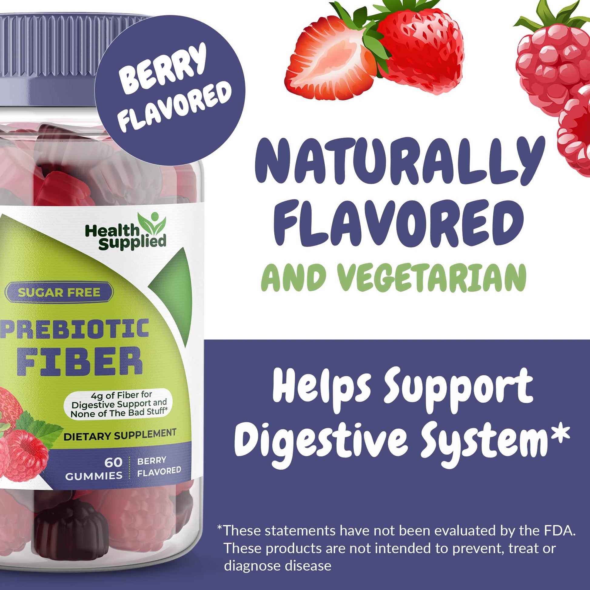 Fiber Prebiotic Gummies Sugar Free, Keto Friendly | Gut Cleansing, Digestive Health Regularity Health SuppliedBuy Supplements Australia