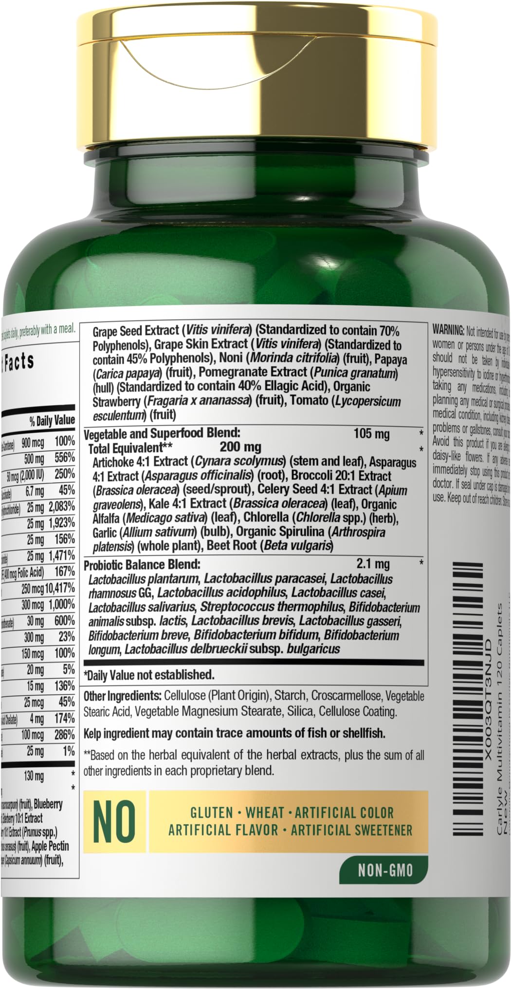 Carlyle Fruits and Veggies Supplement | 120 Count | Superfood Multivitamin with Probiotics | Made with 20 Fruits and Vegetables | Non-GMO & Gluten Free CarlyleBuy Supplements Australia