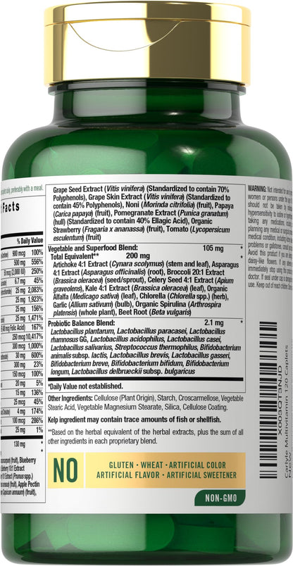Carlyle Fruits and Veggies Supplement | 120 Count | Superfood Multivitamin with Probiotics | Made with 20 Fruits and Vegetables | Non-GMO & Gluten Free CarlyleBuy Supplements Australia