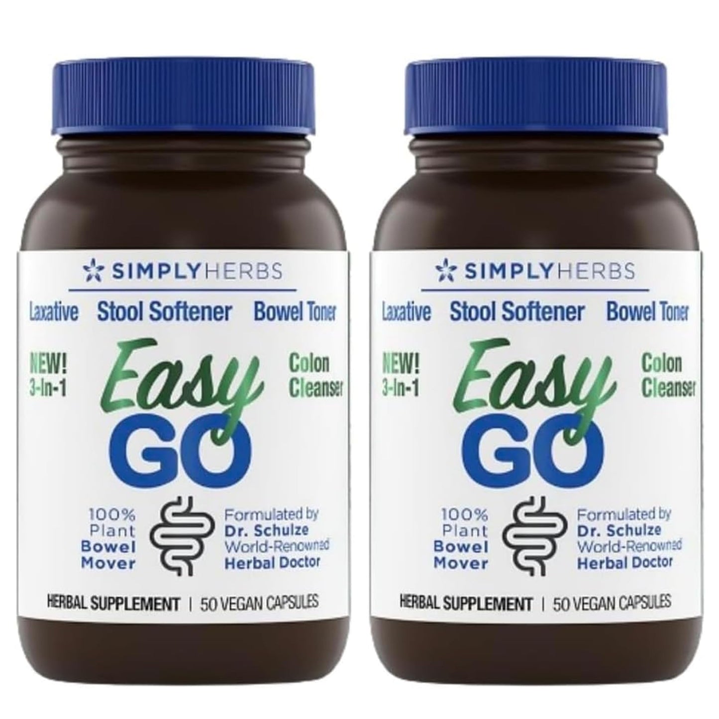 Simply Herbs Easy Go Bowel Mover - Adult Cleansing Supplement for Colon Health Support - Bowel Movement Aid - Stool Softener - Daily-Use Laxative - Plant-Based Ingredients - Vegan - 100 Count (2 Pack) Dr. Schulze'sBuy Supplements Australia
