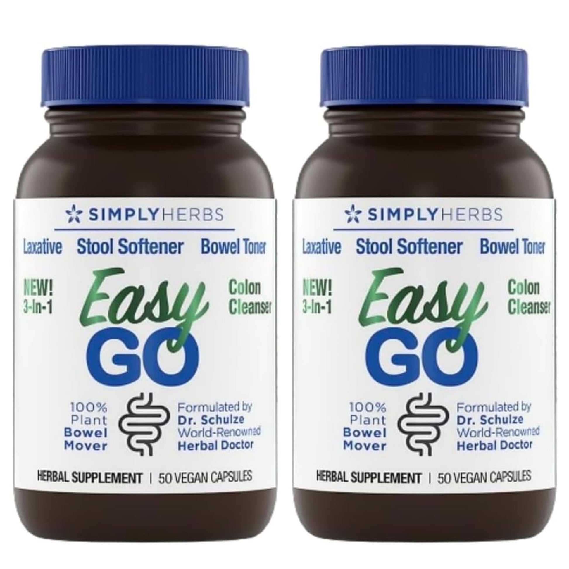 Simply Herbs Easy Go Bowel Mover - Adult Cleansing Supplement for Colon Health Support - Bowel Movement Aid - Stool Softener - Daily-Use Laxative - Plant-Based Ingredients - Vegan - 100 Count (2 Pack) Dr. Schulze'sBuy Supplements Australia