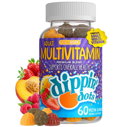 Vital+Boon Dippin' Dots - Multivitamin Gummies for Adults - Gummy Vitamins with Vitamin A, B6, C, D3, E & Folic Acid - Vegetarian Vital+Boon