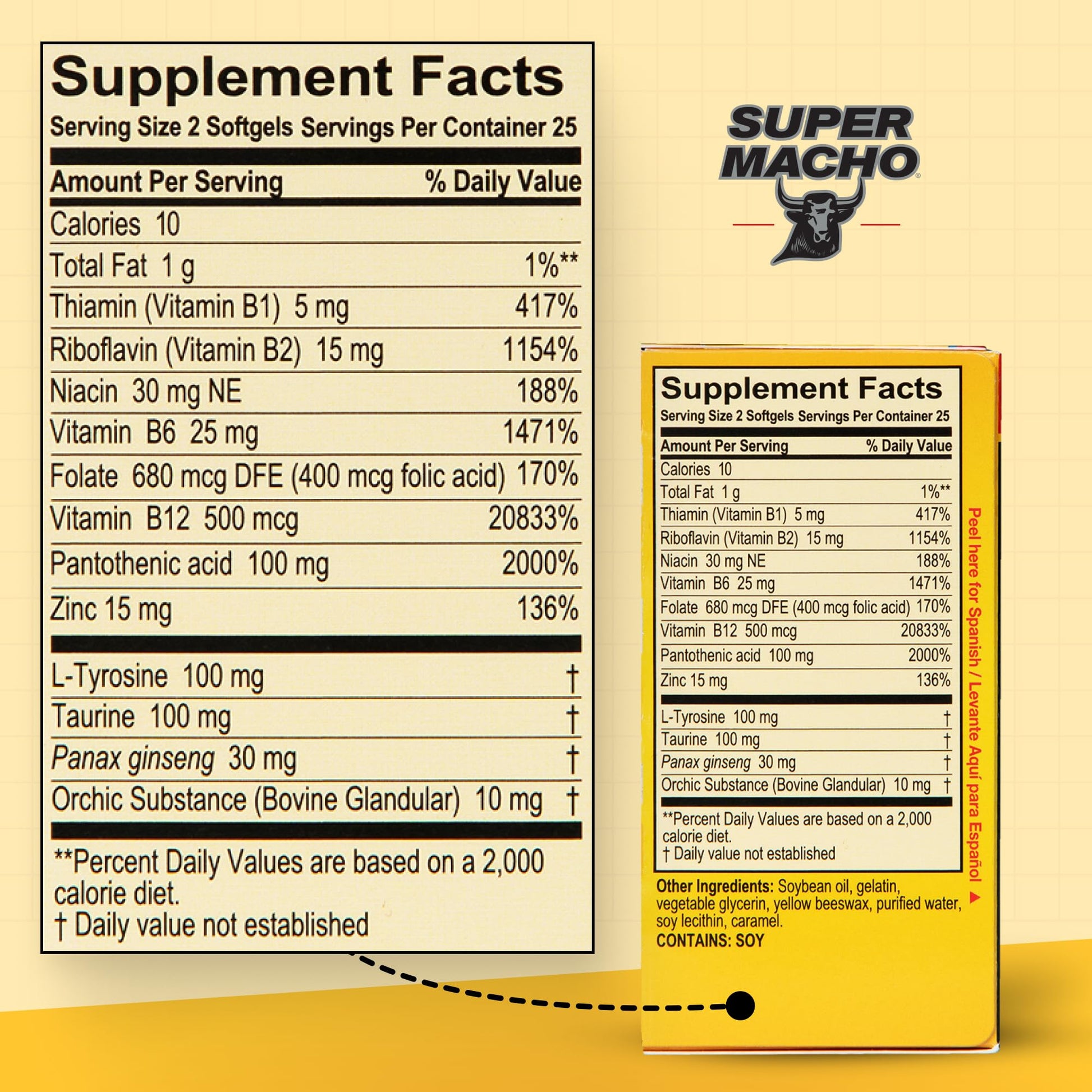 Super Macho, High Potency B Vitamins and Amino Acids, Fuel for Today's Active Men, No Caffeine, No Sugar, Dietary Supplement, Made in USA,50 Softgels Super MachoBuy Supplements Australia