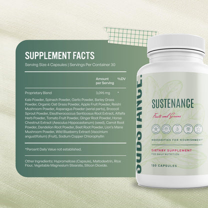 SUBSTANCE. - Nature's Sustenance Daily Greens, Daily Fruit and Veggies Supplement - Enhance Energy, Mental Clarity - Fruits and Vegetables Supplements - US Made, Vegan-Friendly - 30 Servings. SUBSTANCE.Buy Supplements Australia