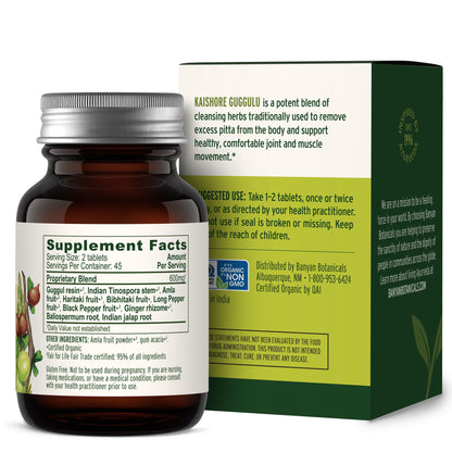 Banyan Botanicals Kaishore Guggulu – Organic Joint Support Supplement – Traditional Blend that Supports Healthy Joints, Muscles, and Connective Tissue* – 90 tablets – Non-GMO Sustainably Sourced Vegan Banyan BotanicalsBuy Supplements Australia