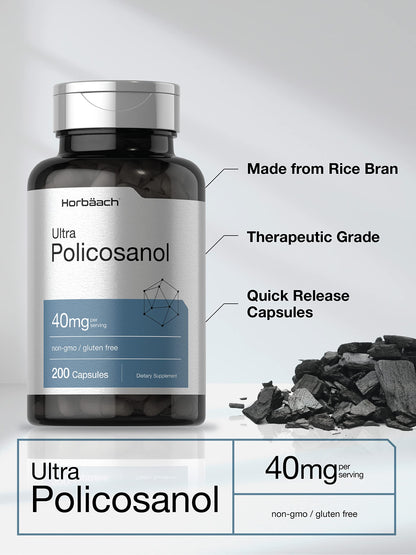 Policosanol 40mg | 200 Capsules | Non-GMO and Gluten Free | by Horbaach HorbäachBuy Supplements Australia