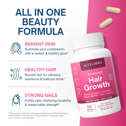 ALTAGAMMA Hair Growth Supplements - Nourishes Thinning, Strengthen Nails & Skin & Combat Hair Loss - Hair Growth Vitamins for Women & Men with Marine Collagen Peptides, 60 Capsules | 30 Day Supply ALTAGAMMABuy Supplements Australia