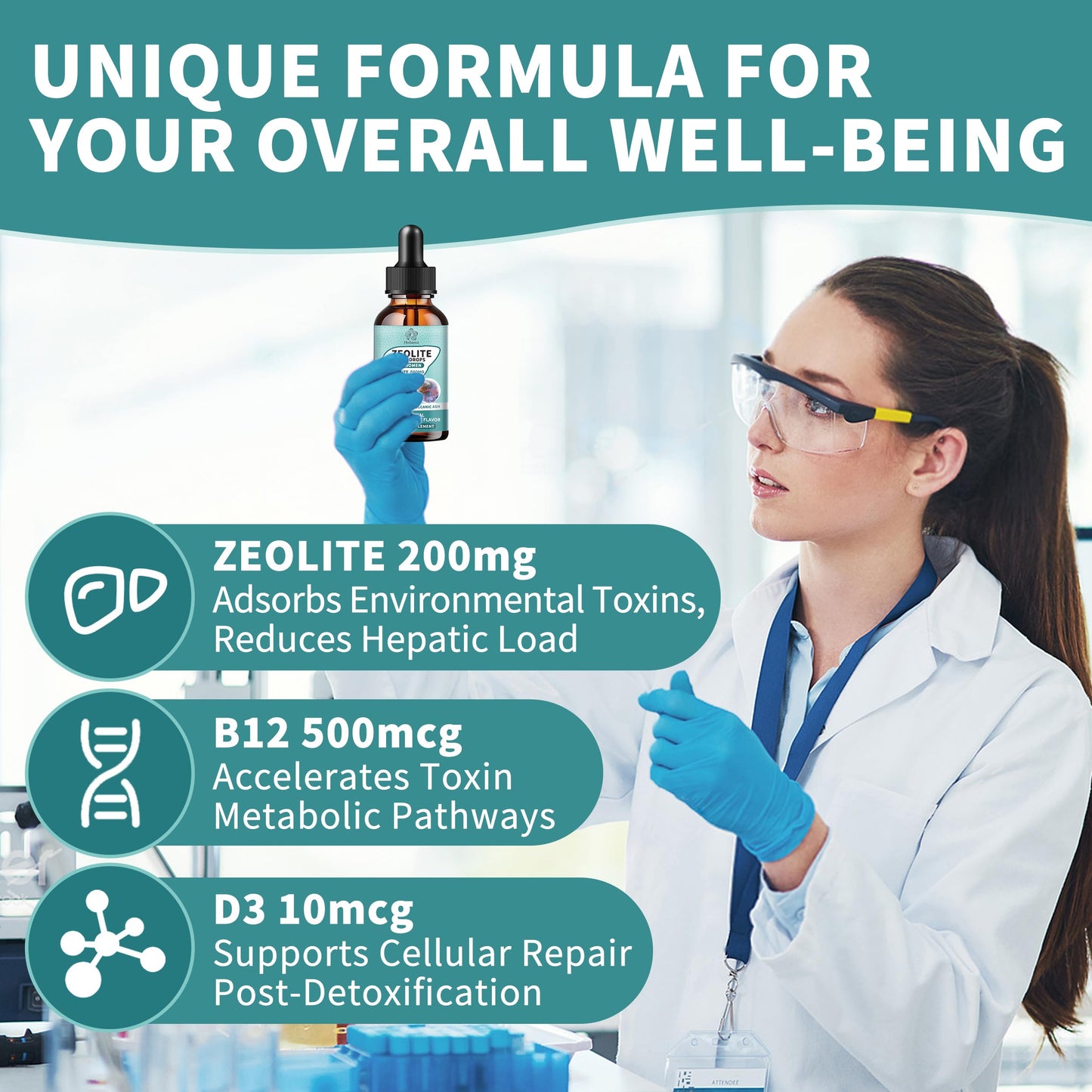 Zeolite Drops for Women,Adults and Kids- Clinoptilolite Zeolite Liquid Drops with Vitamin B12 & D3 - Heavy Metal Support, Immune Health, Natural Metabolism, Energy & Clear Skin - 30 Day Vegan Supply HerbanceBuy Supplements Australia