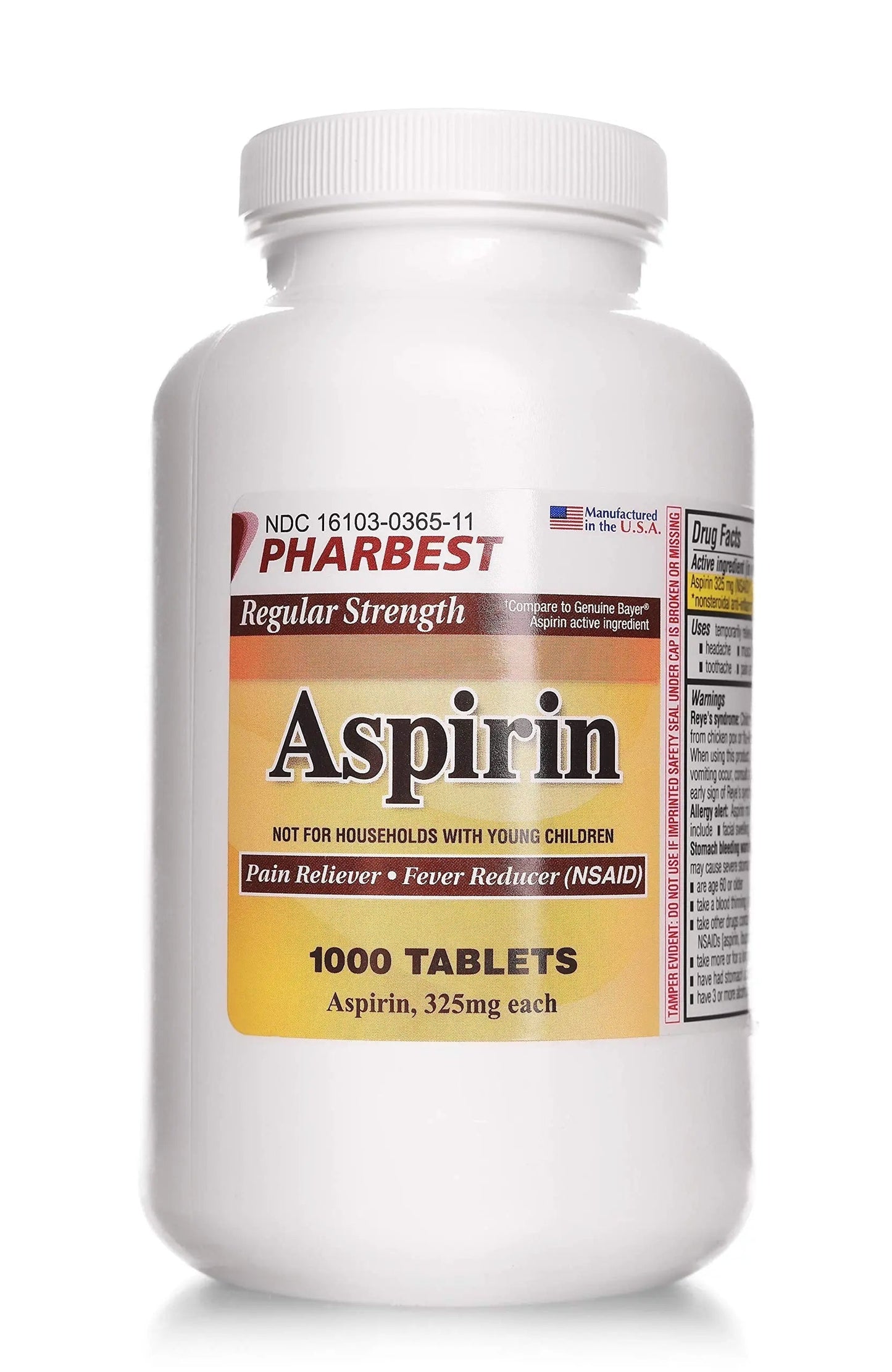 PHARBEST Aspirin 325 mg | Regular Strength | 1000 Count Uncoated Tablets PHARBESTBuy Supplements Australia