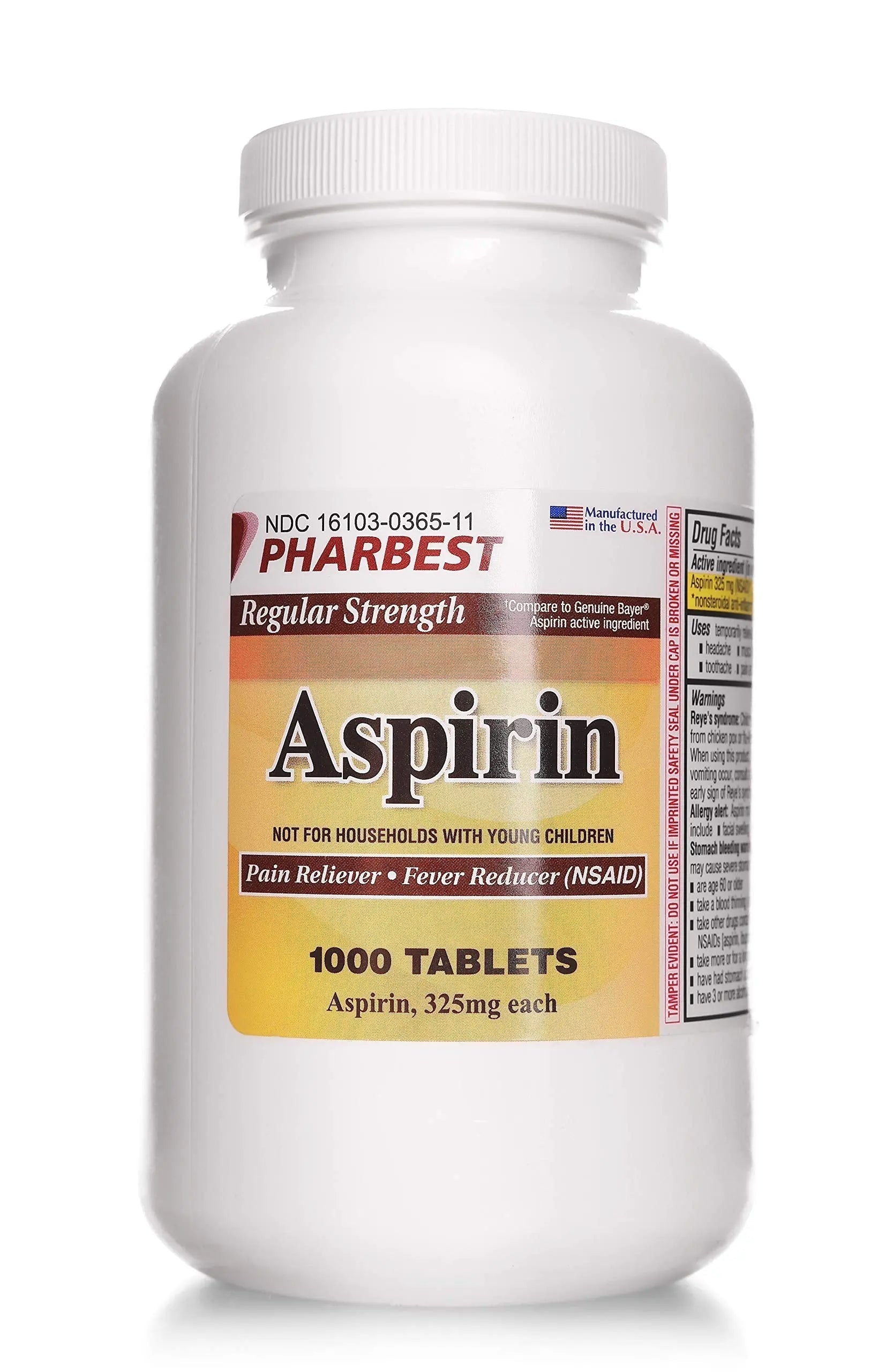 PHARBEST Aspirin 325 mg | Regular Strength | 1000 Count Uncoated Tablets PHARBESTBuy Supplements Australia
