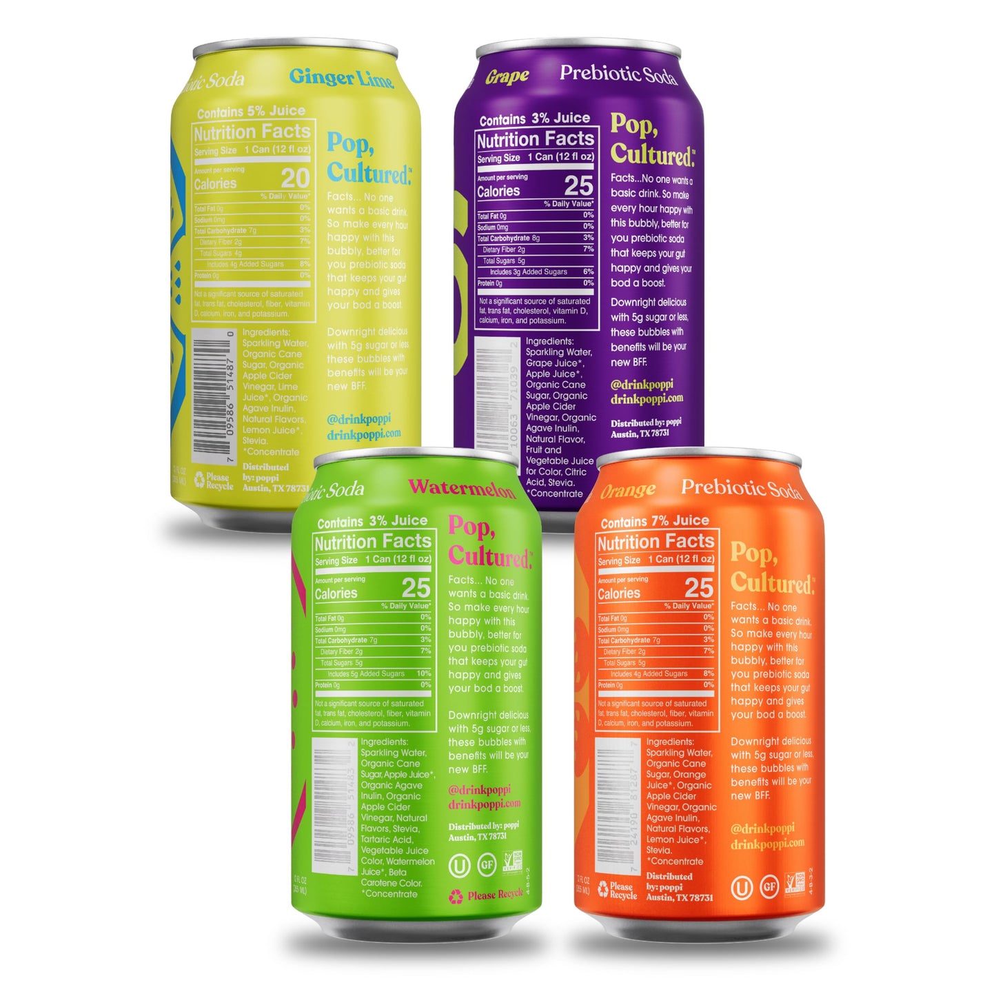 POPPI Sparkling Prebiotic Soda, Beverages w/Apple Cider Vinegar, Seltzer Water & Juice poppiBuy Supplements Australia
