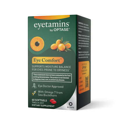 eyetamins® by OPTASE® Eye Comfort™ - 60 Softgels - Eye Doctor Recommended - an Omega-Based Eye Supplement formulated to Support Moisture Balance and Eye Comfort from Within. Plant Based Soft gels. eyetaminsBuy Supplements Australia