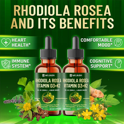 17in1 Rhodiola Rosea Liquid Supplement with Ashwagandha, Magnesium Glycine, L-Theanine, Vitamin C, Vitamin D3, Vitamin K2, Ginkgo, Turmeric, Holy Basil and More - 1 FL Oz - 60 Day Supply WELBUDABuy Supplements Australia