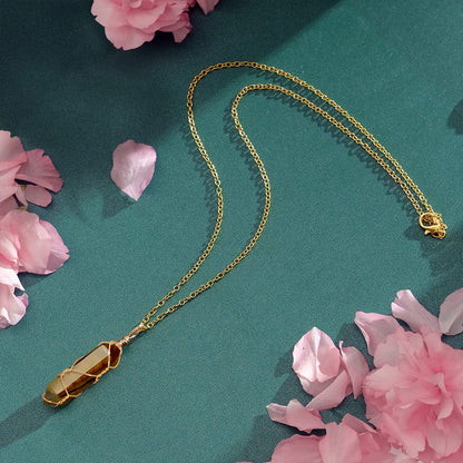 VIBILIA Healing Crystal Necklace Wire Wrapped Natural Tigerite Stone Point Pendant Necklace Hexagonal VIBILIABuy Supplements Australia