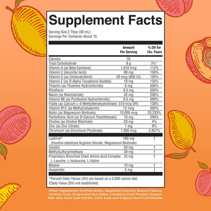 MaryRuth's Morning Multivitamin +Hair Growth (Peach Mango, 15oz), Nighttime Multimineral (Coconut, 15oz) & Probiotic Drops (2oz) | MARYRUTH'S