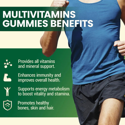 I LOVE HEALTH® 15-in-1 Multivitamin Gummies for Adults & Kids - Enhanced Formula with Vitamin A, C, D3, E, B12, Zinc, Magnesium & More I LOVE HEALTH