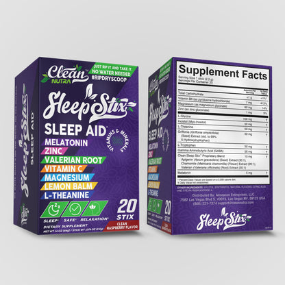 Sleep Aid Melatonin Powder Tryptophan Glycine Valerian Root Magnesium For Sleep Lemon Balm L Theanine Magnesium Glycinate Zinc Sleep Aid Myo Inositol GABACalm B6 5 HTP Stress Relief 20 Stix Clean NutraceuticalsBuy Supplements Australia